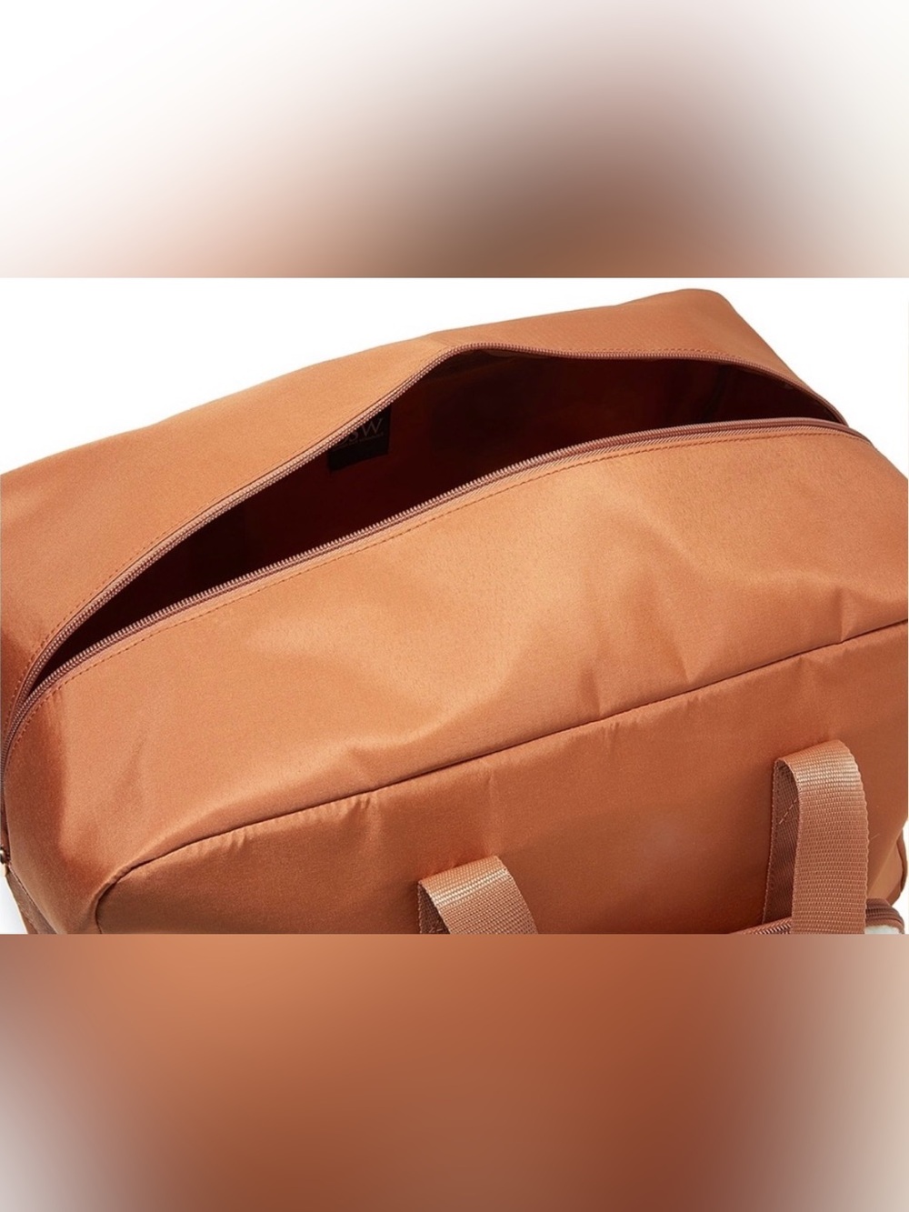 DSW Cognac Travel Duffle with Cream Sherpa Pouch - Picture 6 of 9